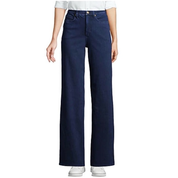 Lands' End Denim - LANDSEND NWOT Women’s R Sport Knit High Waisted Wide Leg Stretch Denim Pants